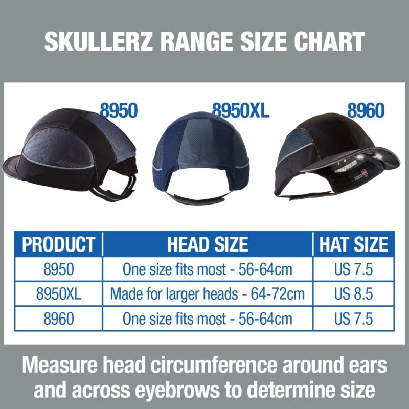 Skullerz Range - Size Chart - Pryme Australia BUMP CAPS