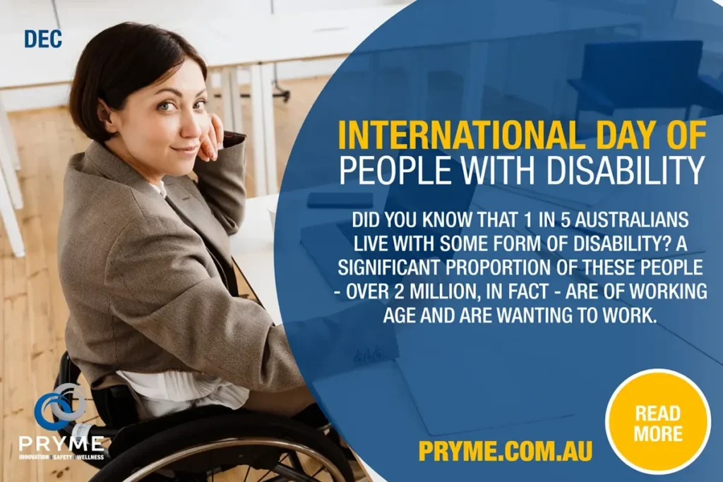Pryme awareness campaign highlighting workplace inclusivity and accessibility for people with disabilities.