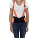 Ergodyne ProFlex 1000 orange back support belt with suspenders for posture alignment and visibility on worksites.