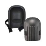 Pair of Ergodyne ProFlex 230 knee pads showing ribbed hard shell and elastic straps for secure fit and protection.