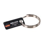 Single Ergodyne Squids 3785 stainless steel tool tether ring with black safety label tag.