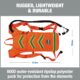 Orange Ergodyne Chill-Its hydration pack showing reflective strips and durable ripstop polyester material.