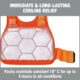 Ergodyne cooling vest with mesh pocket design holding phase change packs that maintain constant 18°C temperature.