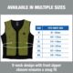 Ergodyne Chill-Its 6685 cooling vest with size chart from M to 4XL and front zipper closure.