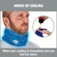 Ergodyne blue cooling neck gaiter providing hours of cooling relief when activated with water.