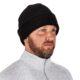 Side view of Ergodyne Skullerz black knit beanie providing close-fitting thermal coverage.