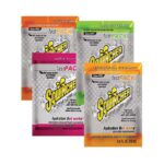 Range of Sqwincher Fast Pack flavours including orange, wild berry, lemon-lime, and tropical cooler.