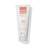 Front of Maxiblock Mineral SPF 50+ sunscreen tube for sensitive skin with clear zinc formula.
