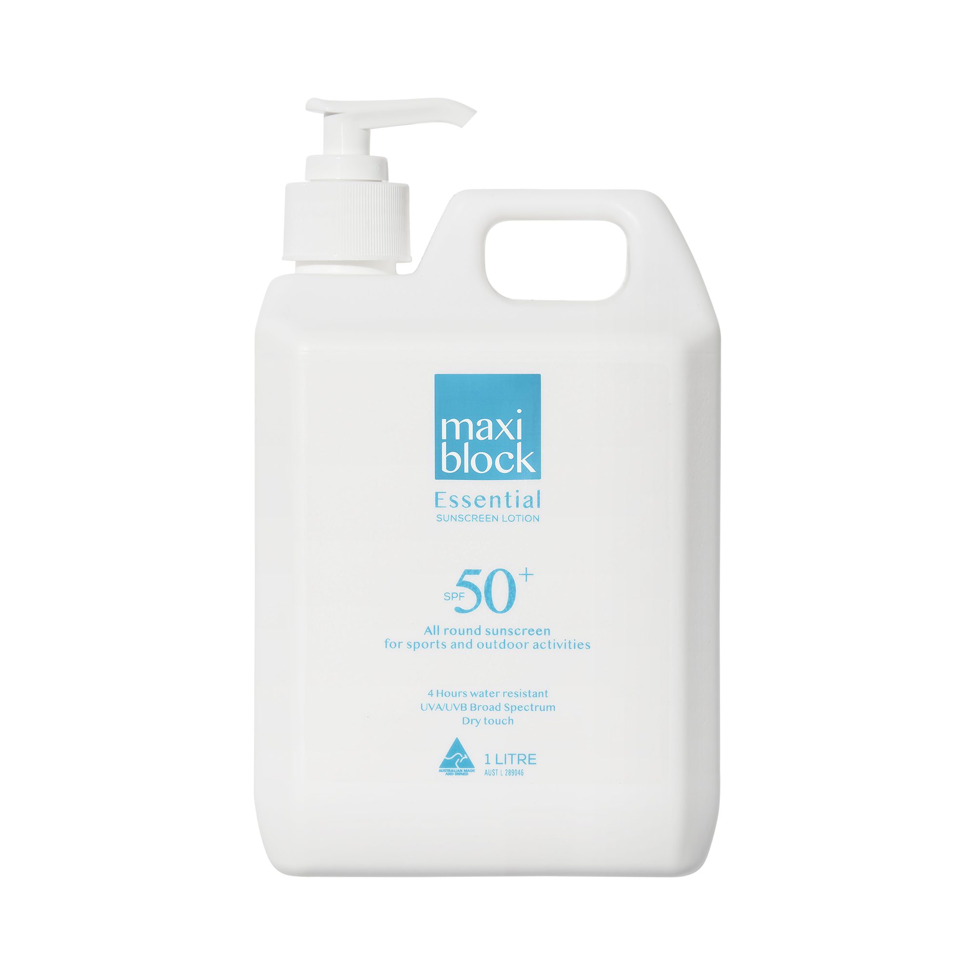Maxiblock-Essential-Sunscreen-1L-Pump-Bottle.jpg Maxiblock Essential Sunscreen - 1L Bottle - Image 1
