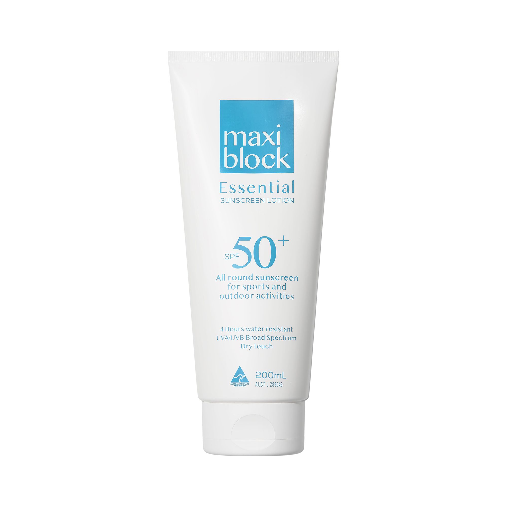 Maxiblock-Essential-Sunscreen-200ml.jpg Maxiblock Essential Sunscreen 200ml - Tube - Image 1