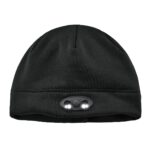 Black Ergodyne N-Ferno 6804 LED beanie hat with dual front LED lights and soft fleece construction.
