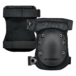 Pair of black Ergodyne Proflex 435 heavy-duty gel foam knee pads with reinforced caps and flexible straps.