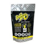 Sqwincher Zero Qwik Stik 30g assorted flavours bag showing flavour list and hydration benefits.