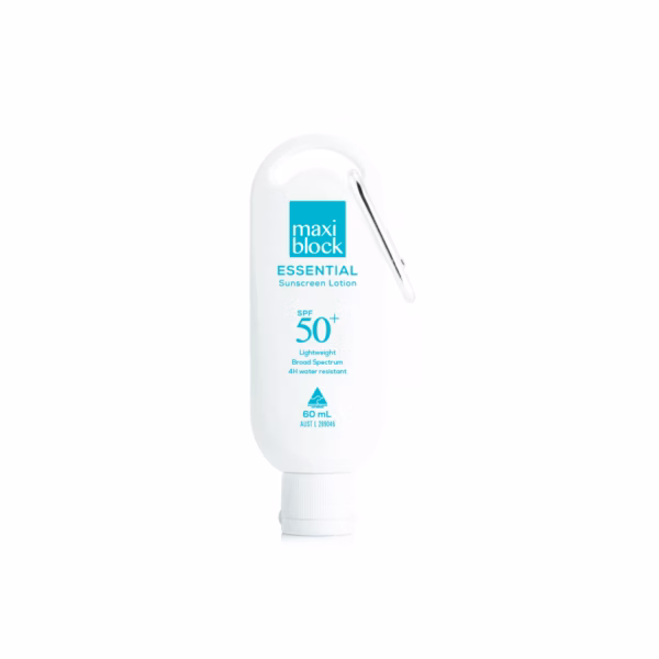 Maxiblock Essential Sunscreen SPF50+ – 60ml Carabiner Clip